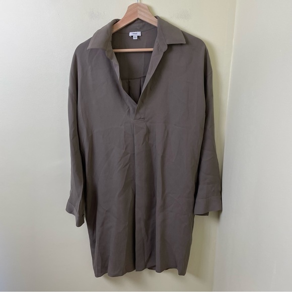 Vince Slit Collar Silk Long Sleeve Dress in Size XS - Picture 2 of 10